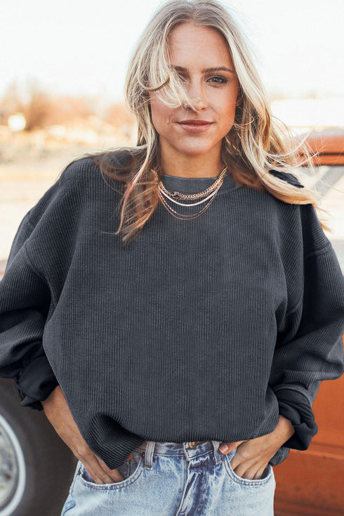 Ribbed Corduroy Oversized Sweatshirt